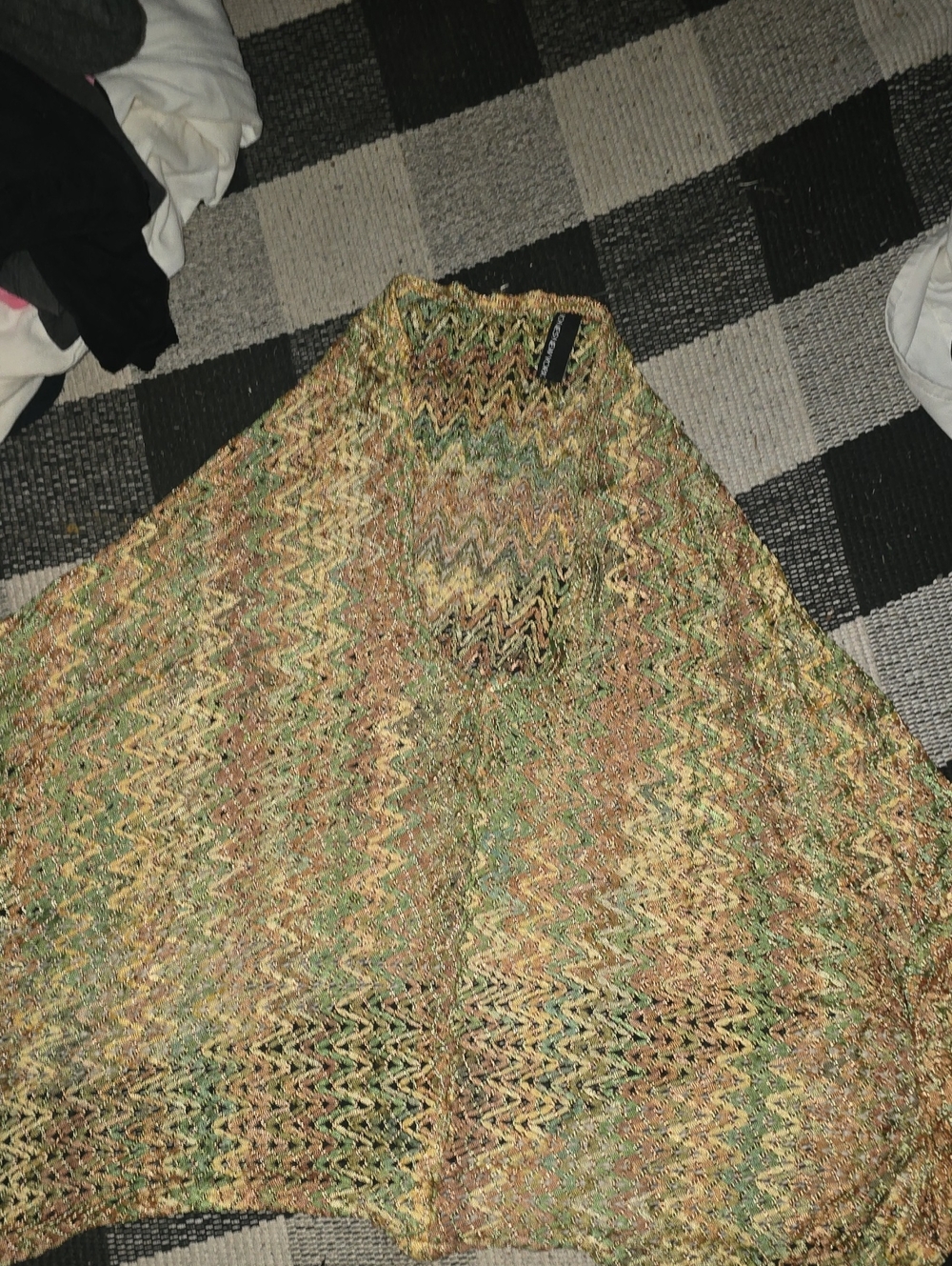 Multicolor Zigzag Knit Poncho- Earth Tones